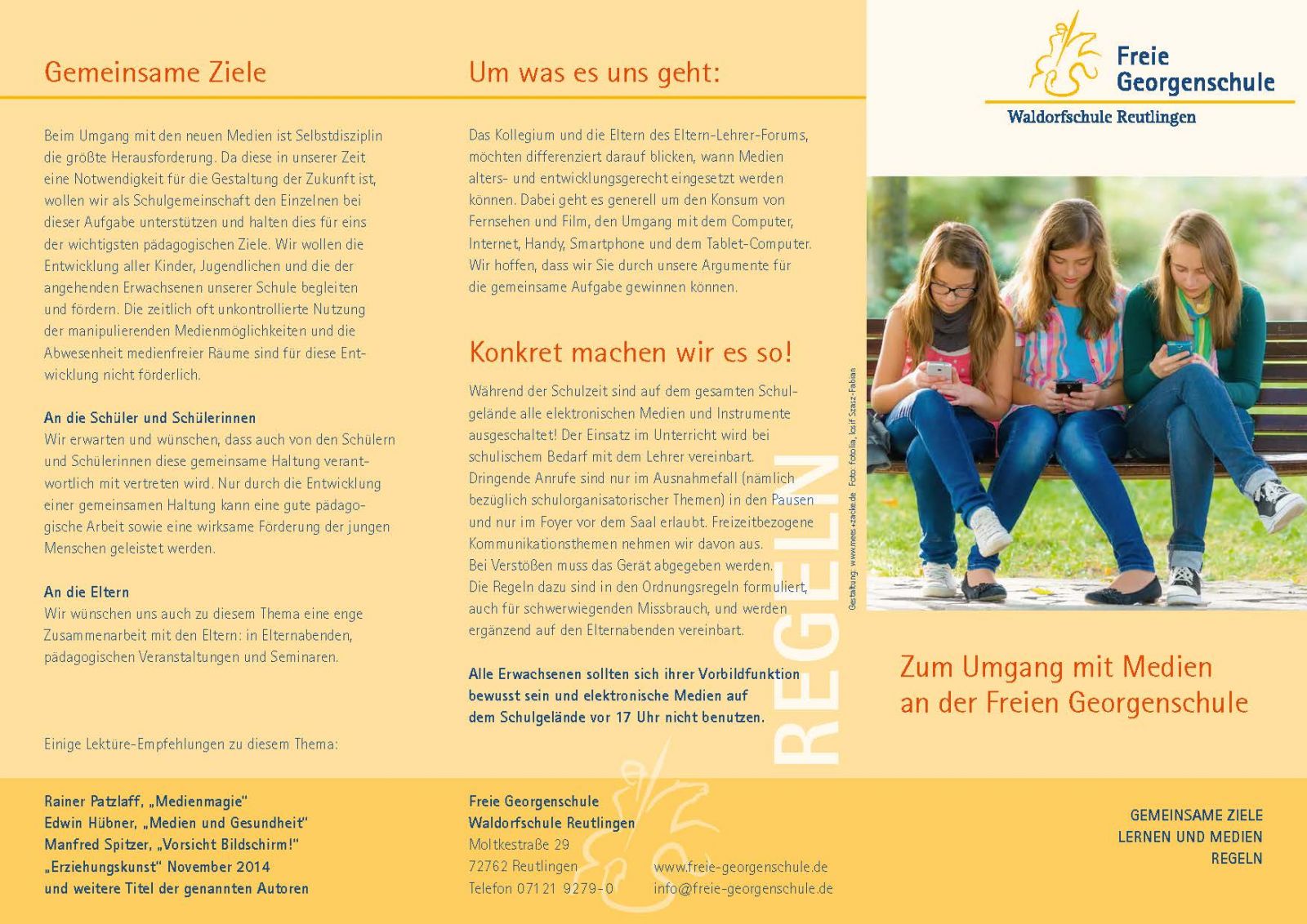 Medienfaltblatt der Freien Georgenschule Reutlingen